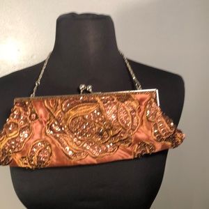 Bronze rosettes beaded mini bag